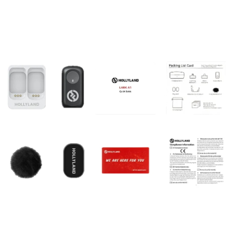 Hollyland LARK A1 Transmitter (Space Gray) - bezprzewodowy nadajnik z wbudowanym mikrofonem do zestawu Lark A1 - zawartość zestawu
